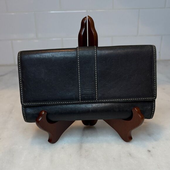 Coach Wallet Signature Stripe Leather Full Sized Wallet (#3) - Picture 1 of 16
